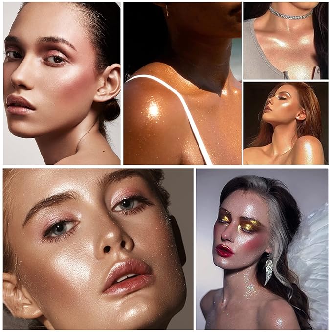 Polvo De Hadas Highlighter Glitter Stick Body Glitter Shimmer Face Brightening Highlighter Contour Powder Makeup Stick Face Blusher Fairy Glitter Highlighter Makeup - 02#Fairy Pink