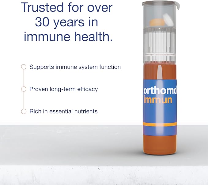 Orthomol Immun Vial, Immune Support Liquid Supplement, 7-Day Supply, Vitamins A, B, C, D, E, Zinc, Iodine
