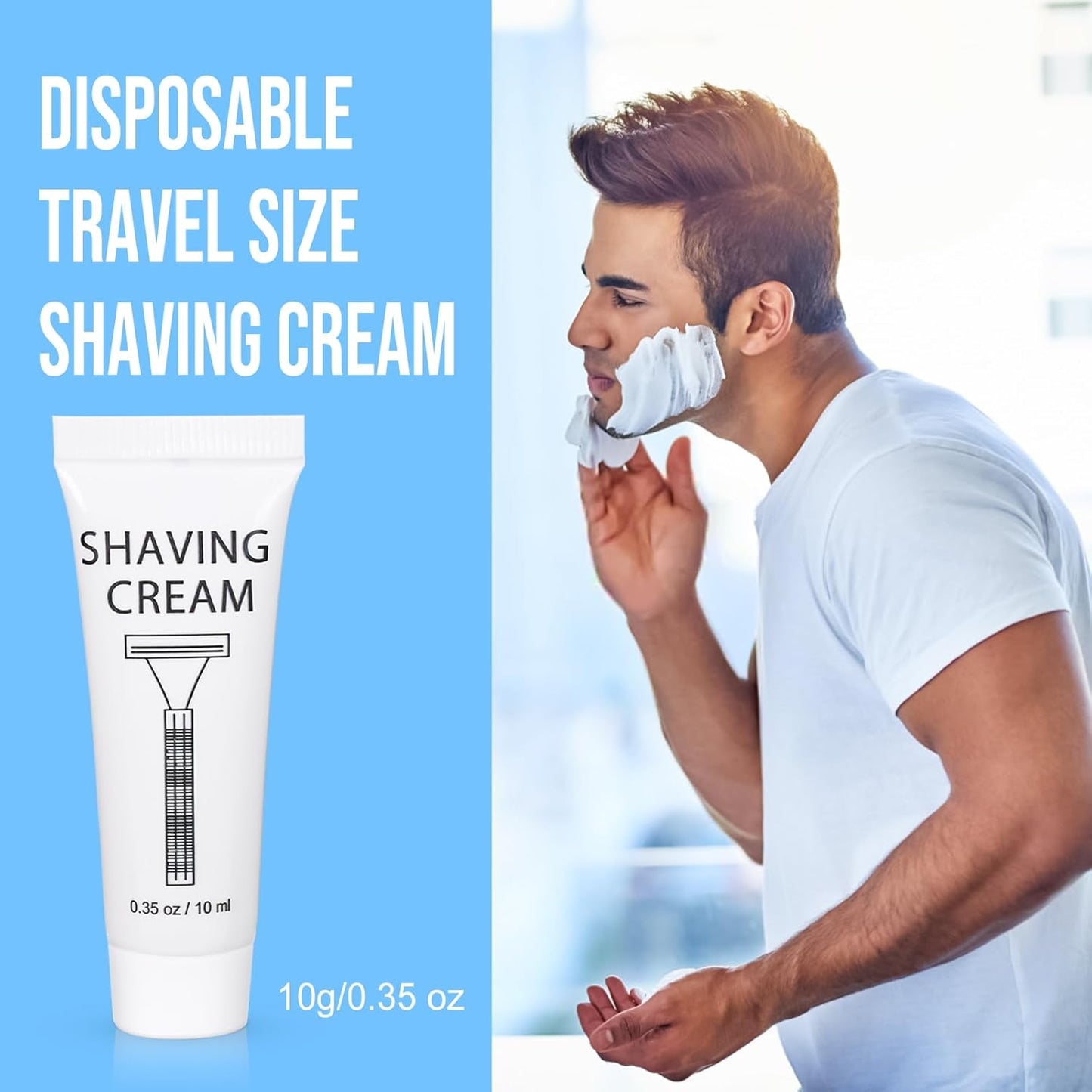 Pack of 300 Disposable Shaving Cream Bulk, Individually Wrapped, 10g/0.35 oz, Travel Size Hotel Toiletries Amenities