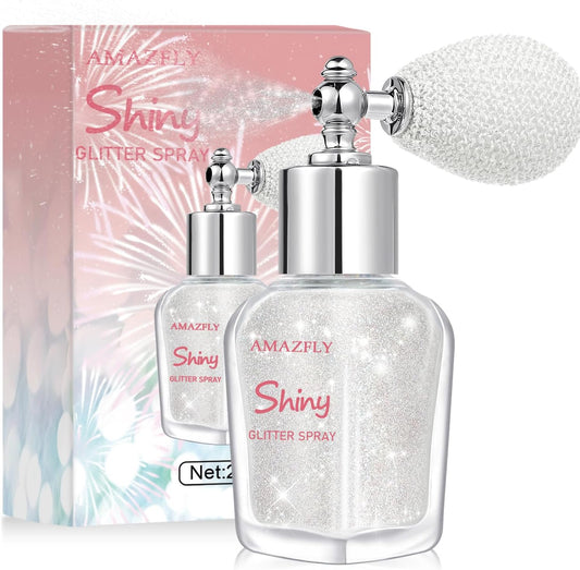 Hair and Body Glitter Spray, Shimmering Powder Sparkle Powder Makeup, Glitter Loose Sparkle Makeup for Body Highlighter,Festival Prom Rave Accessories (Pearl White)