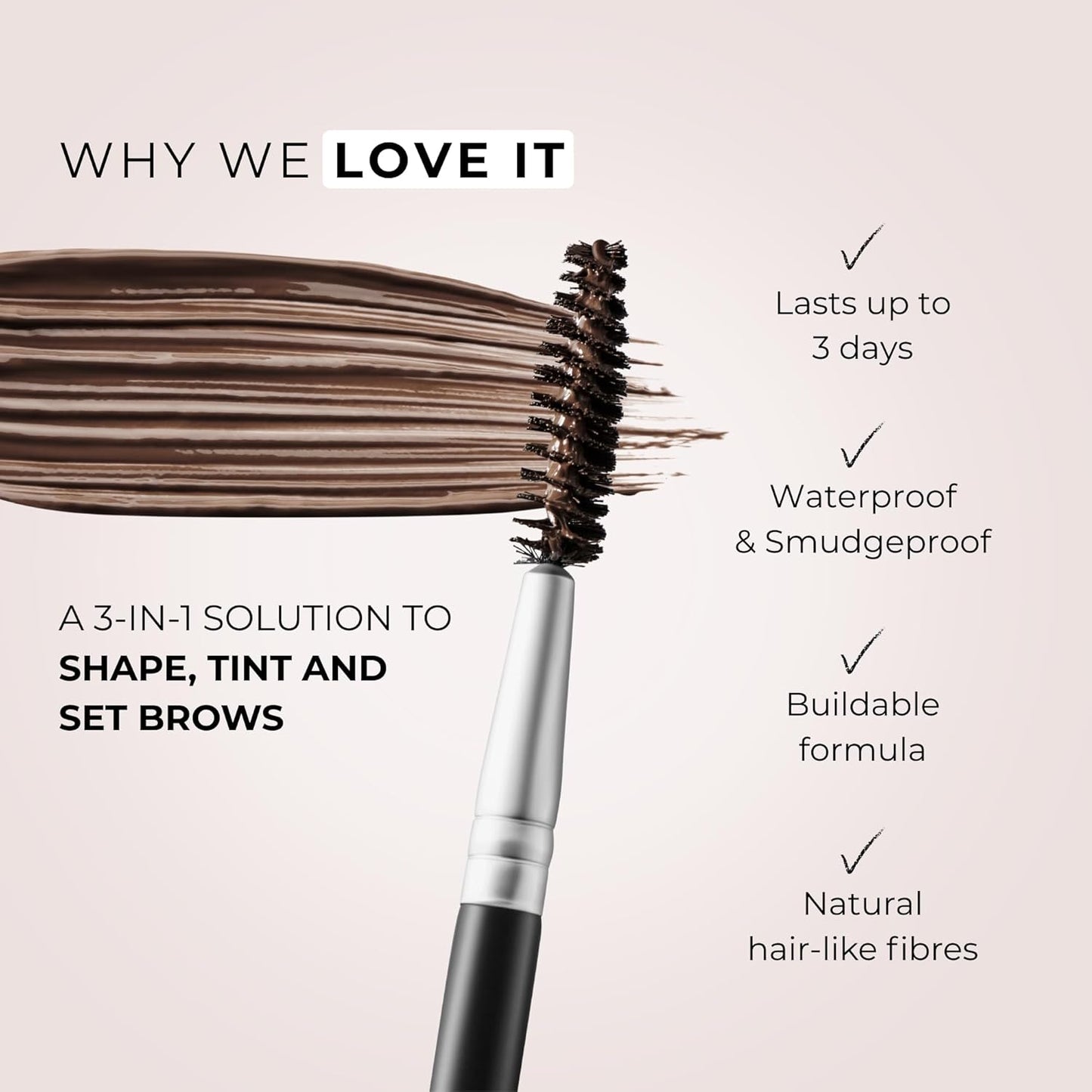 WUNDERBROW Eyebrow Gel, Waterproof, Smudgeproof, Lasts for Days, Shade: Brunette, Vegan and Cruelty-Free