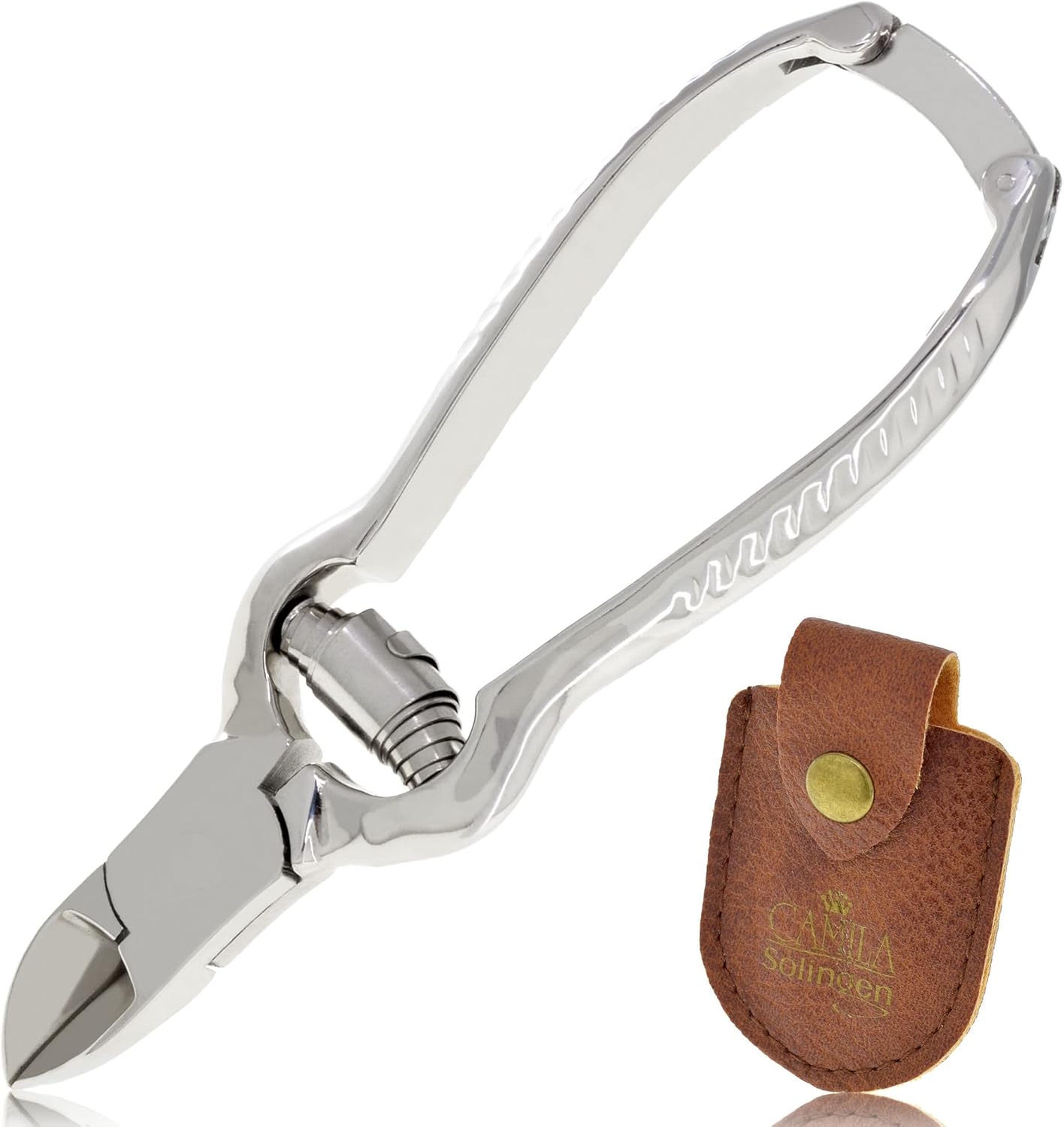 CS13 Large Heavy Duty Toe Nail Clipper for Thick Toenails, Manicure & Pedicure, Double Barrel Spring. Super Sharp Trimmer Curved Stainless Steel 20mm Blade Made in Solingen, Germany