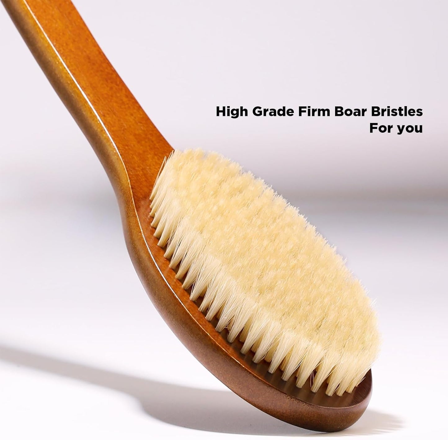 ICANdOIT-17.71Inch Natural Boar Bristles Anti-Slip Curved Long Handle Bath Brush,Bent Handle Shower Scrubber for Exfoliating,Shower Back Brush