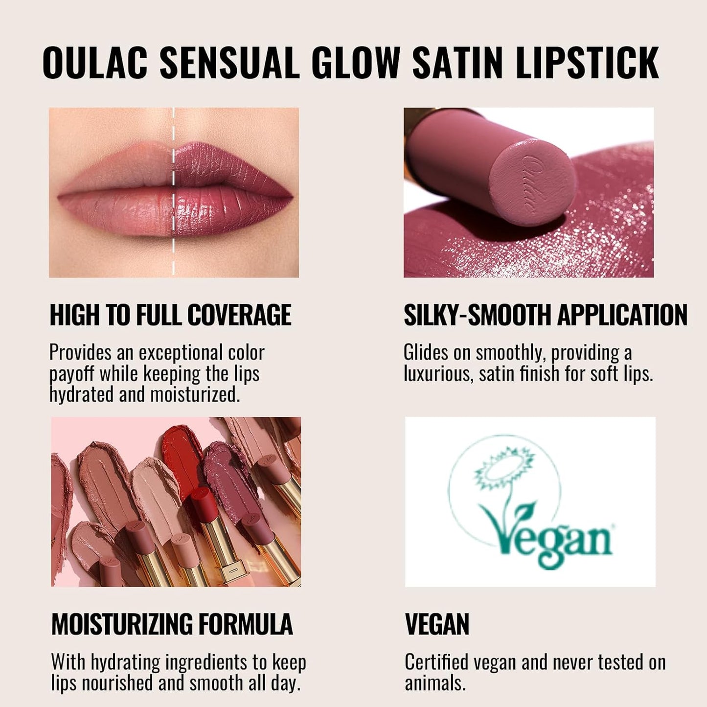 Oulac Brown Lipsticks for Women, Orange Matte Lip Stick, Full Coverage Lip Color, Satin Matte Finish, Cream Texture, Hydrating, Infused with Hyaluronic Acid, Vegan & Clean Beauty 4g SG05 Body Talk