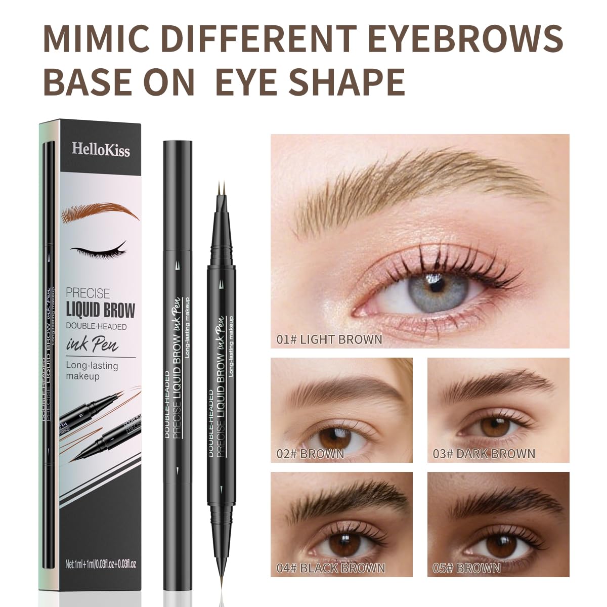 Microblading Eyebrow Pencil,2-in-1 Dual-Ended Eyebrow Pen with 2 Tip brow pen and Precise Brush-Tip,Brow Pen for Natural Waterproof and Long-Lasting Brows (Dark brown)