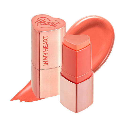 Touch in Sol In My Heart Stick Blush (#Sunset Coral) – Cream Blush Stick for Cheeks, Eyes & Lips – Korean Makeup Cheek – Creamy, Blendable Milk Blush for Dewy Glow, Natural Finish, k beauty (0.21 Oz)