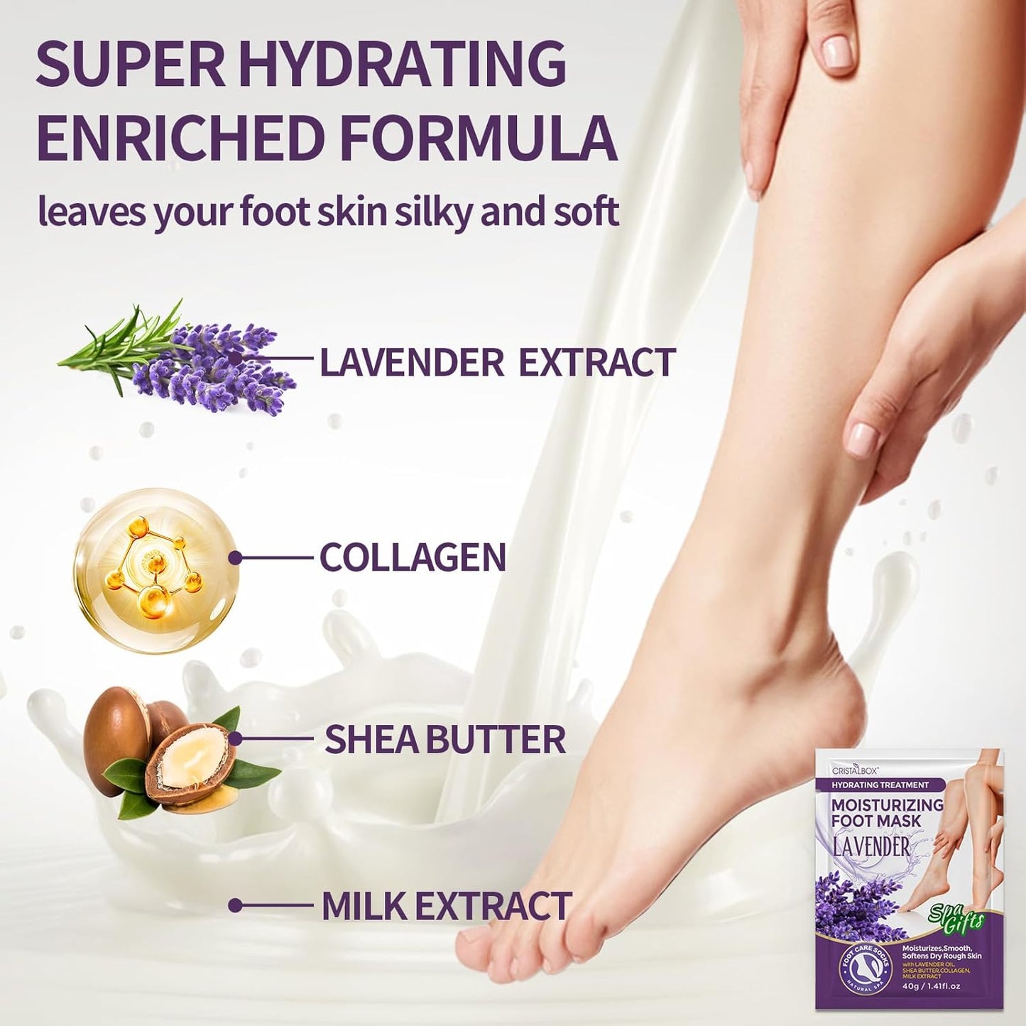 Moisturizing Foot Mask 5 Pack,Hydrating Foot Masks for Dry Cracked Feet,Moisturizing Socks Dry Skin Moisturizer for Soft and Smooth Touch Feet,Foot Care Spa Gifts for Women Men Stocking Stuffers