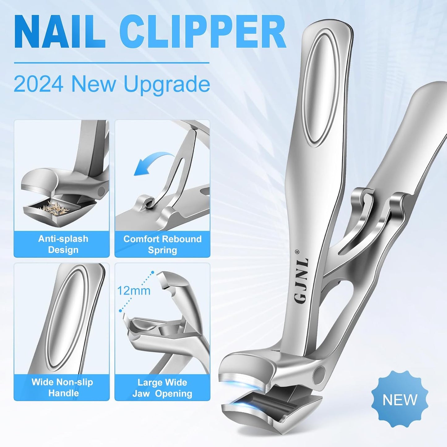 Toenail Clippers for Thick Toenails for Seniors, Angled Head Large Toe Nail Clippers for Thick Nails for Men, Heavy Duty Slanted Nail Clippers with Wide Jaw, Sliver