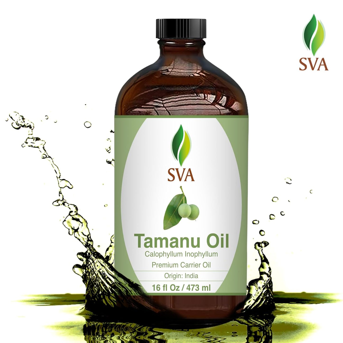 SVA Tamanu Seed Oil - 16 Fl Oz – 100% Natural Cold Pressed Tamanu Oil - for Face, Skin Care, Hair Care, Scalp Massage & Body Massage – Carrier Oil