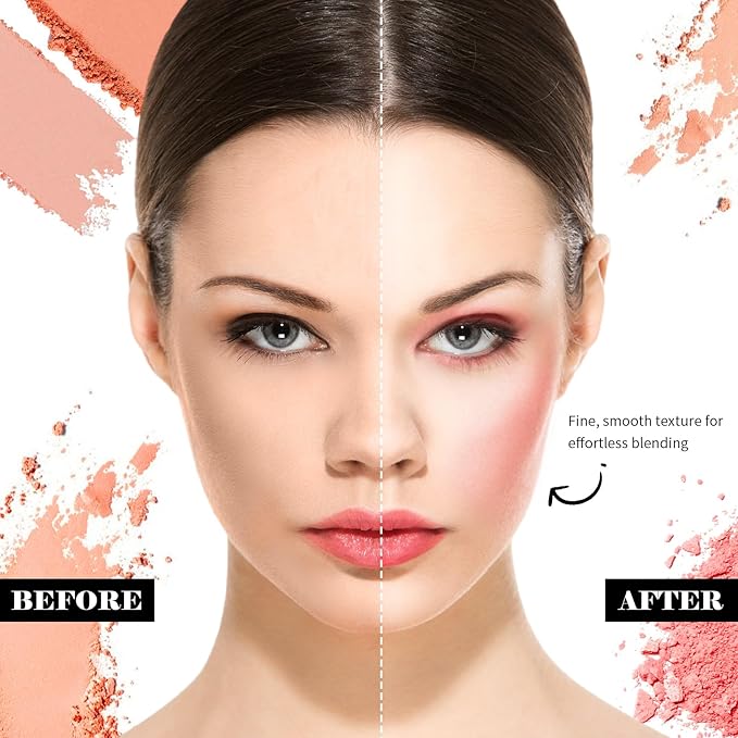 DAGEDA 8 Colors Blush Palette Makeup, Natural Face Blush for Cheeks, Smooth Powder Blush Palette with Brush,Facial Makeup Blushes Set