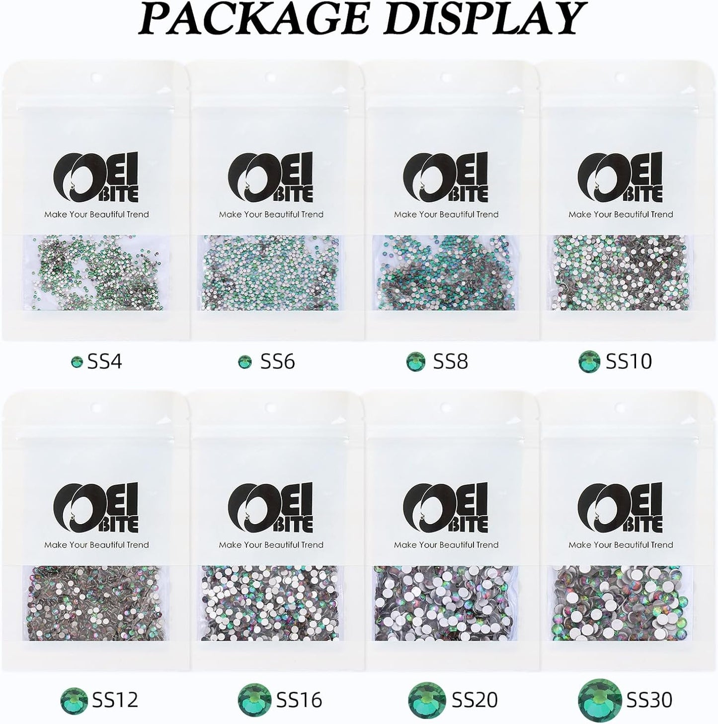 Green Volcano Flatback Rhinestones, Glass Rhinestones for Nail Art and Craft, Glue Fix, Loose Crystal Gemstones(Green Volcano, SS30, 288pcs, 6.4-6.6mm)