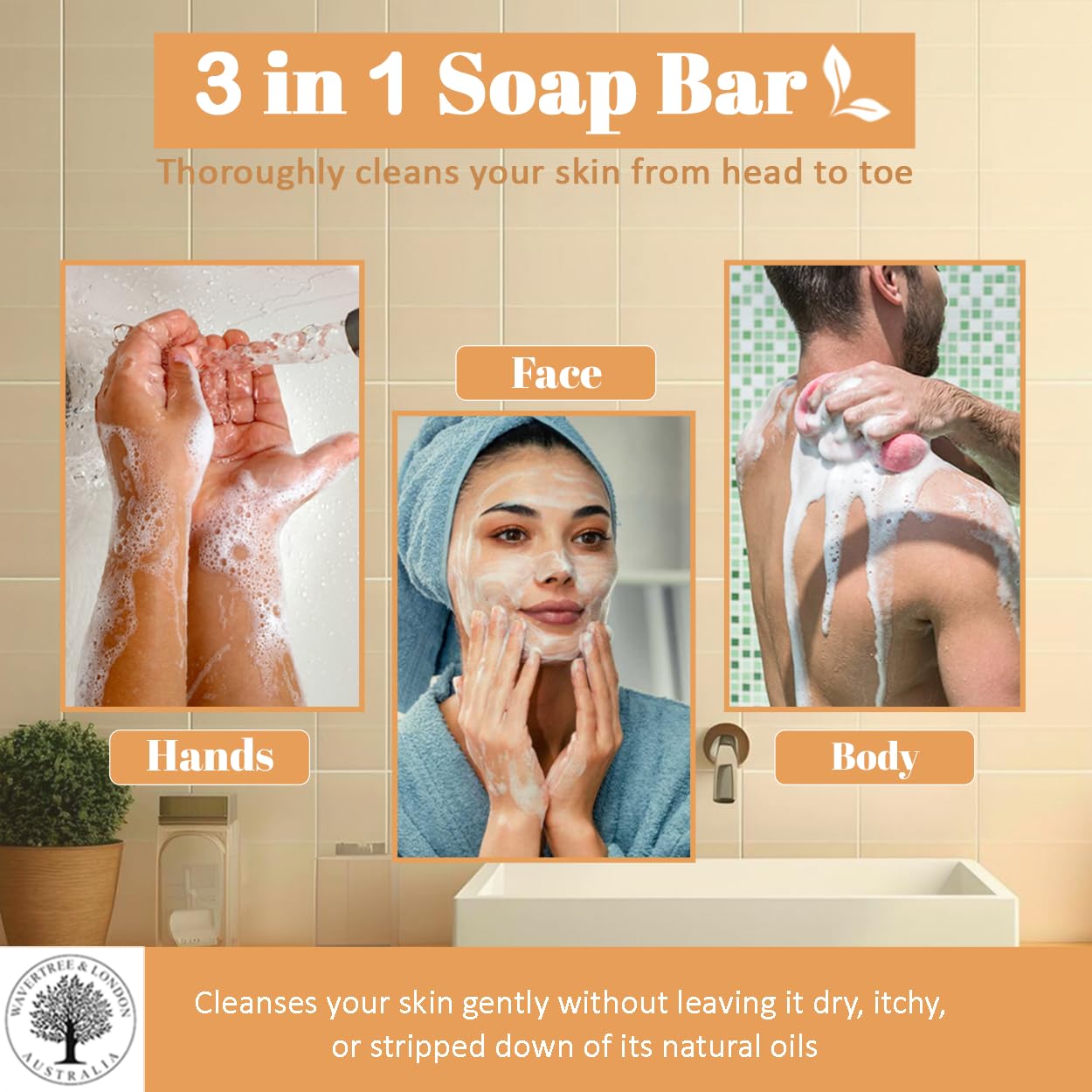 Wavertree & London Noir Scented Natural Soap (8 Bars), 7oz Moisturizing French Triple Milled Soap Bars enriched with shea butter - Pure Plant Oil Bath & Body Bars for All Skin Types