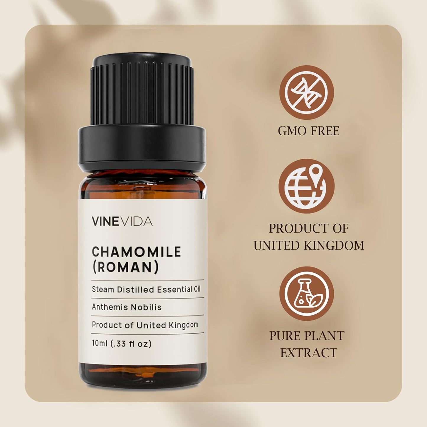 VINEVIDA Chamomile Roman Essential Oil - Pure, Undiluted Chamomile Oil for DIY Candle Scents - 10 mL