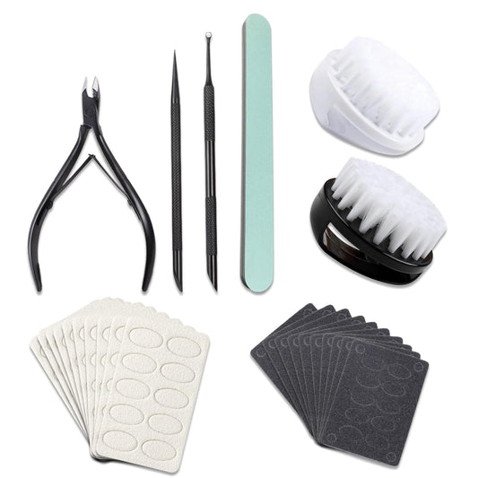 Cuticle Pusher Cuticle Nipper Set, Russian Pre-Treatment Nail Pushers, Cuticle Remover with 100/180 Grit Sandpaper, 7mm Full Jaw Cuticle Trimmer, Nail Care for Manicure Pedicure Nail Art