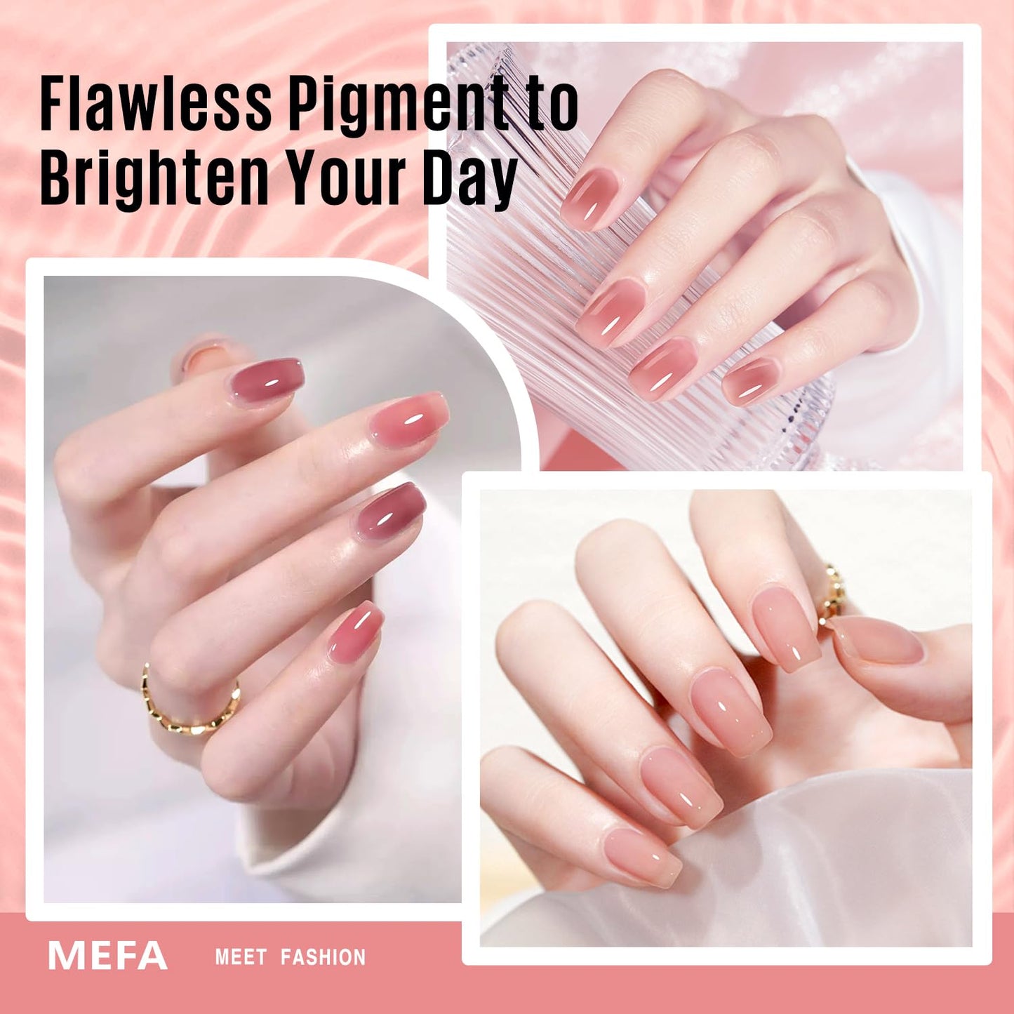 MEFA Jelly Gel Nail Polish Set, 12 Colors Nude Pink Milky White Sheer Nail Polish Neutral Transparent Gel Nail Soak Off DIY Nail Art Home Salon Manicure Gifts for Girls