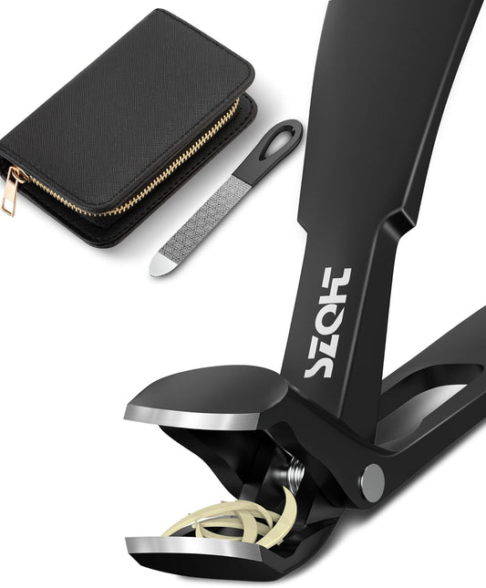 2025 Upgrade Angled Head Nail Clippers for Men, SZQHT Toenail Clippers for Seniors Thick Toenails, Large Toe nail Clippers with Catcher, Extra Wide Handle, Sharp Heavy Duty Stainless Steel Nail Cutter