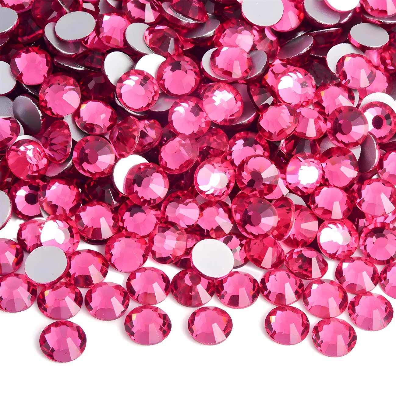 Flatback Rhinestones Round Gems for Nails Art and Crafts 4000Pcs SS12 3mm Glitter Crystals Stone DIY Bags Clothes Shoes (Light Rose Red)