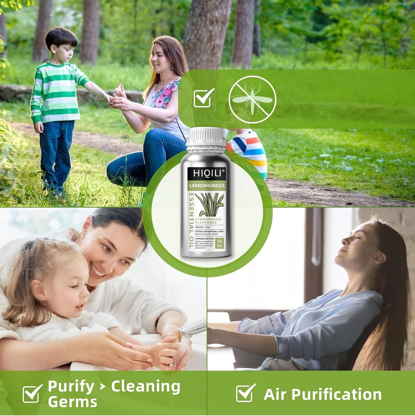 HIQILI 16 Fl Oz Lemongrass Essential Oil, 100% Pure Natural Undiluted for Diffuser, Hair