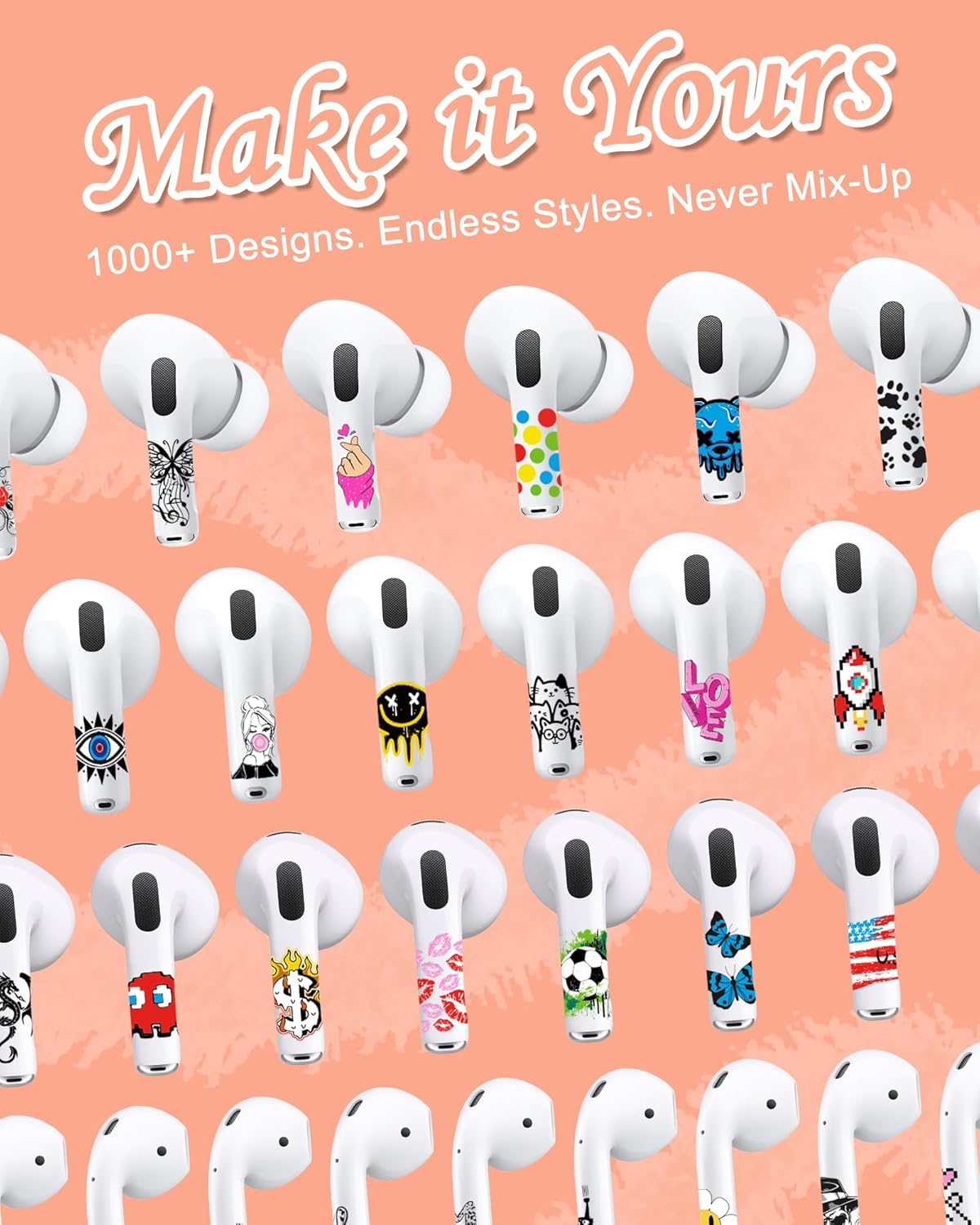 ROCKMAX for AirPods Pro 2 Skin Accessories, Fashion Girl Sticker Wrap for AirPods, Unique Gifts for Women and Girls, Customized Tattoos Compatible to AirPods Pro 2nd Generation Case Cover