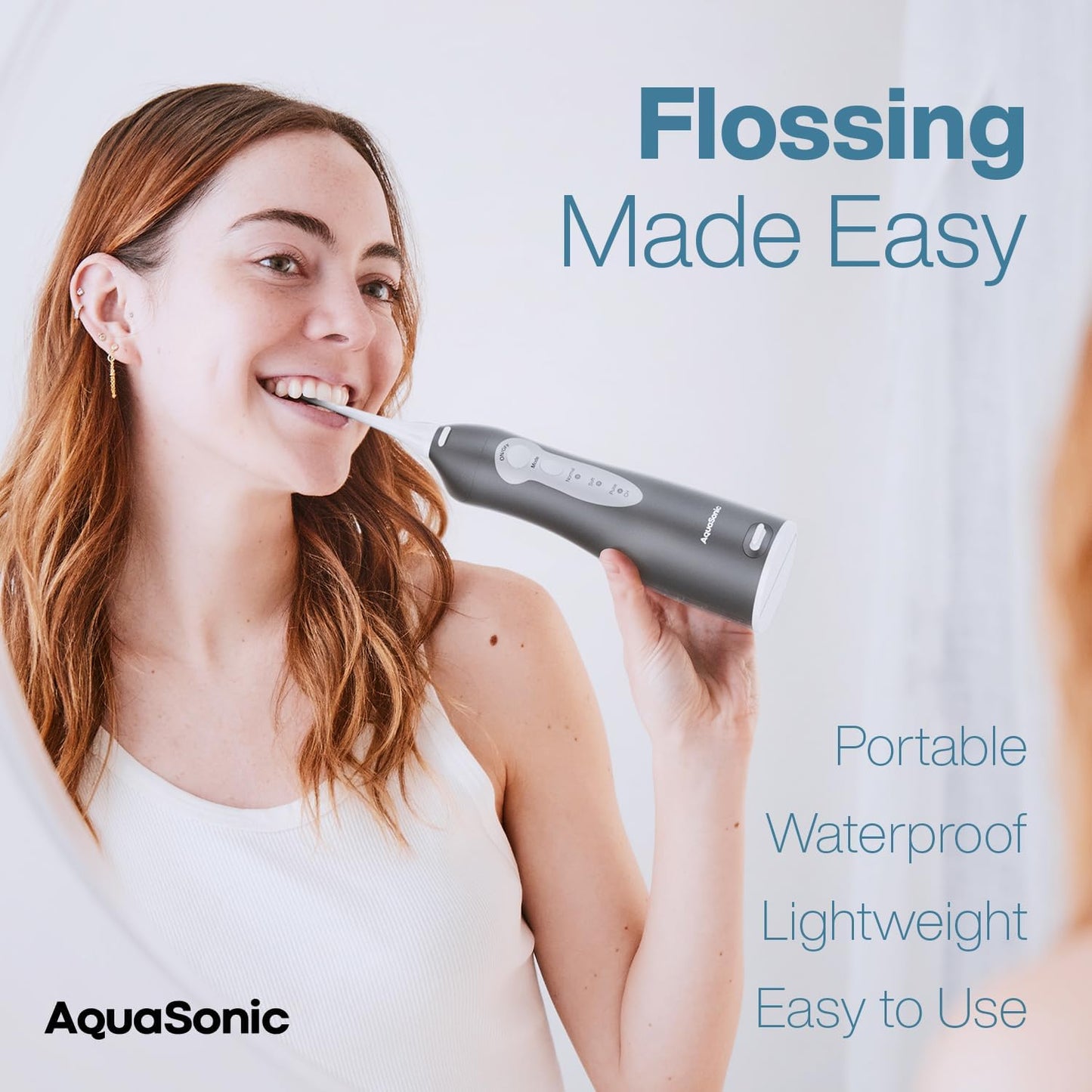 AquaSonic Water Flosser - Cordless Rechargeable Water Flossers for Teeth Cleaning - Waterproof Aqua Flosser, Portable Oral Irrigator for Dental Cleaning with 5 Jet Tips – Braces Home Travel
