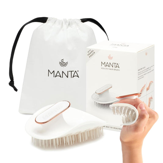 Manta Original Anti-Breakage Hairbrush – Gentle Detangling Brush for Wet & Dry Hair, Flexible Hairbrush for All Types, Healthy Hair Care for Women & Men, White