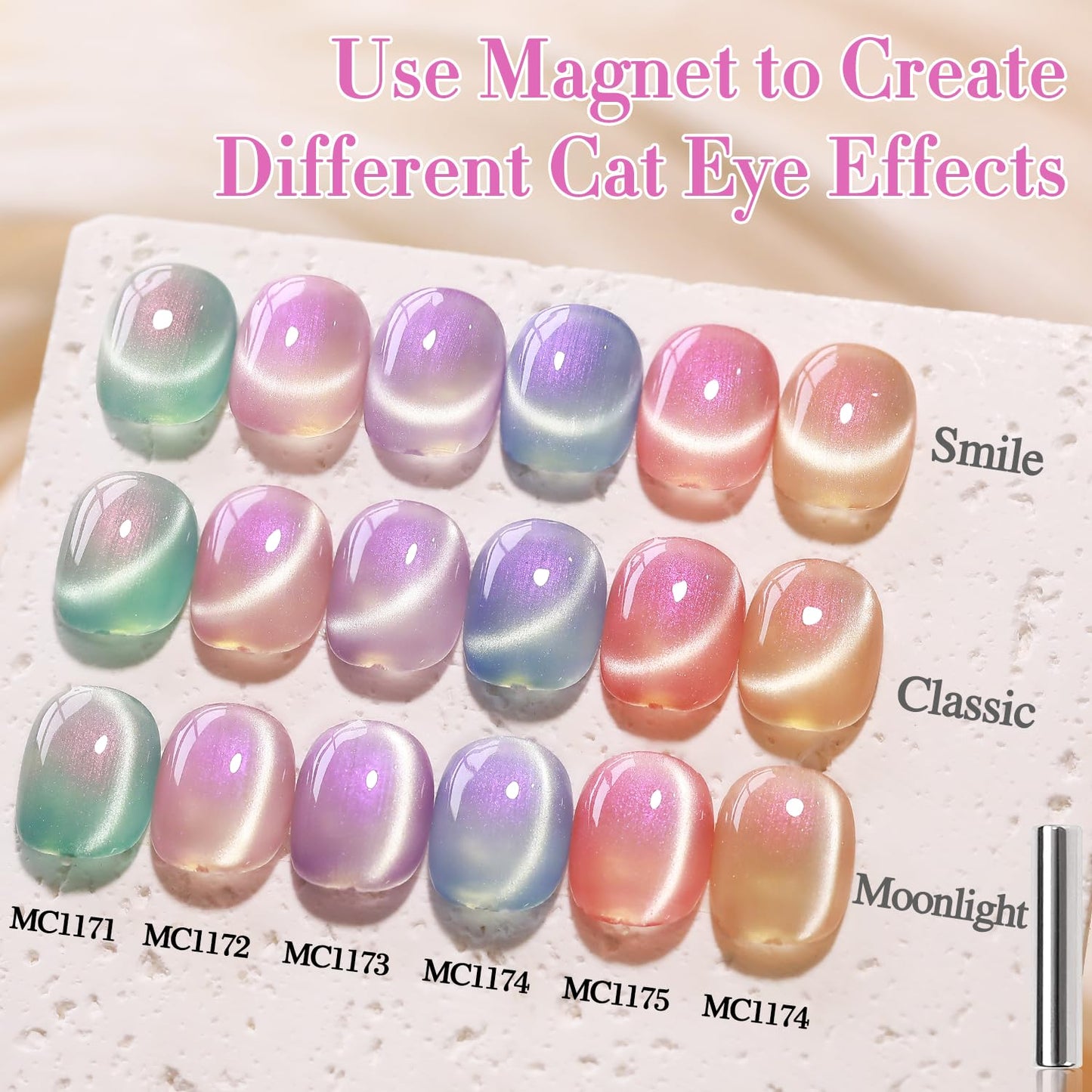 Double Rhythm 0.5 Oz Cat Eye Gel Polish with Magnet Same Color Same Bottle Holographic Glitter Shimmer Translucent Color Salon 15 ML Magnetic Nail Art (Mermaid Purple-MC1172)