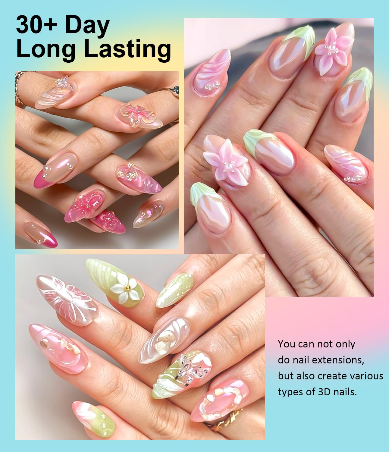 Solid Builder Gel for Nails LEDSUUEI - 2 Color Clear Pink 3D Nail Gel Sculpting Non-Sticky Hand Carving Glue Extension for Manicure Salon Home Decoration DIY 20g