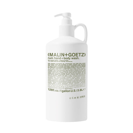 MALIN+GOETZ Rum Hand + Body Wash, 128 Fl. Oz. – Allows Up to 15 Refills, Natural Cleansing, Purifying & Hydrating for Women & Men, For All Skin Types, No Stripping or Drying, Cruelty-Free & Vegan
