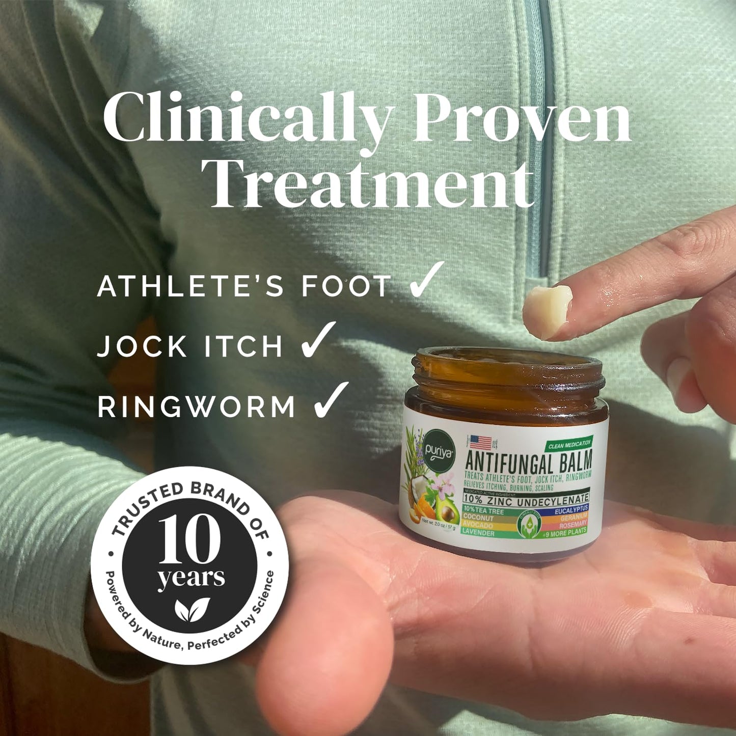 Puriya Clinically Proven Antifungal Cream for Skin Fungus, Extra-Strength Athletes Foot Cream Treatment, Jock Itch, Ringworm Treatment for Humans, Anti Fungal Itchy Skin Relief with Tea Tree Oil