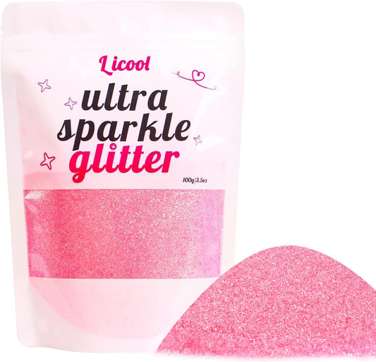 100g/3.5oz Pack Iridescent Rainbow Fine Glitter for DIY Craft, Extra Fine Glitter for Epoxy Resin, Glitter for Tumblers Making, Festival Decoration Makeup Body Eye Nail Art (Iridescent Love Pink)