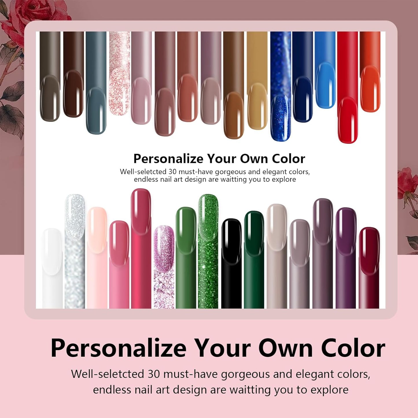 Dip Powder Nail Kit Starter, 30 Colors Dip Nails Skin Nude Brown White Green Glitter, Dark Color Acrylic Dipping Powder Liquid Set with Base/Top Coat Activator Brush Saver for Manicure DIY Gift