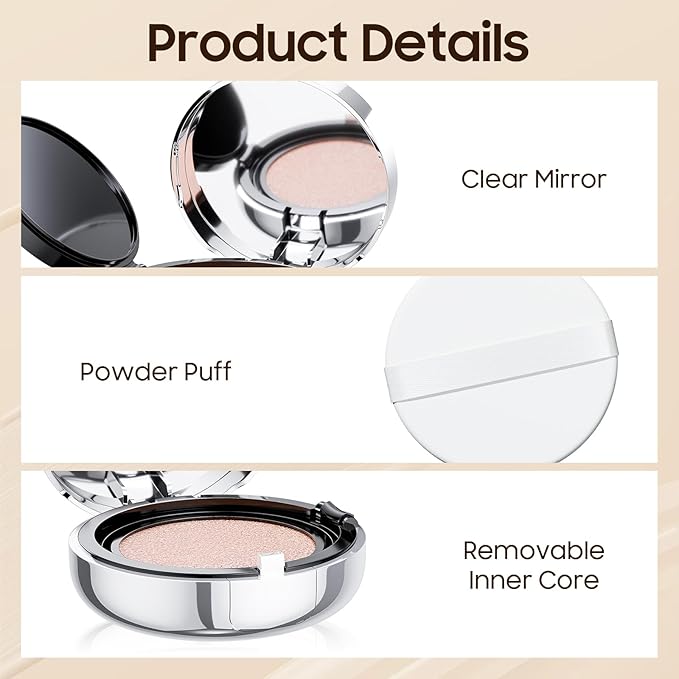 Mushroom Head Air Cushion CC Cream - BB Cream Foundation Makeup Moisturizing Concealer Long-Lasting, Cushion Foundation Full Coverage Self Adjusting (Natural, 1 PCS)