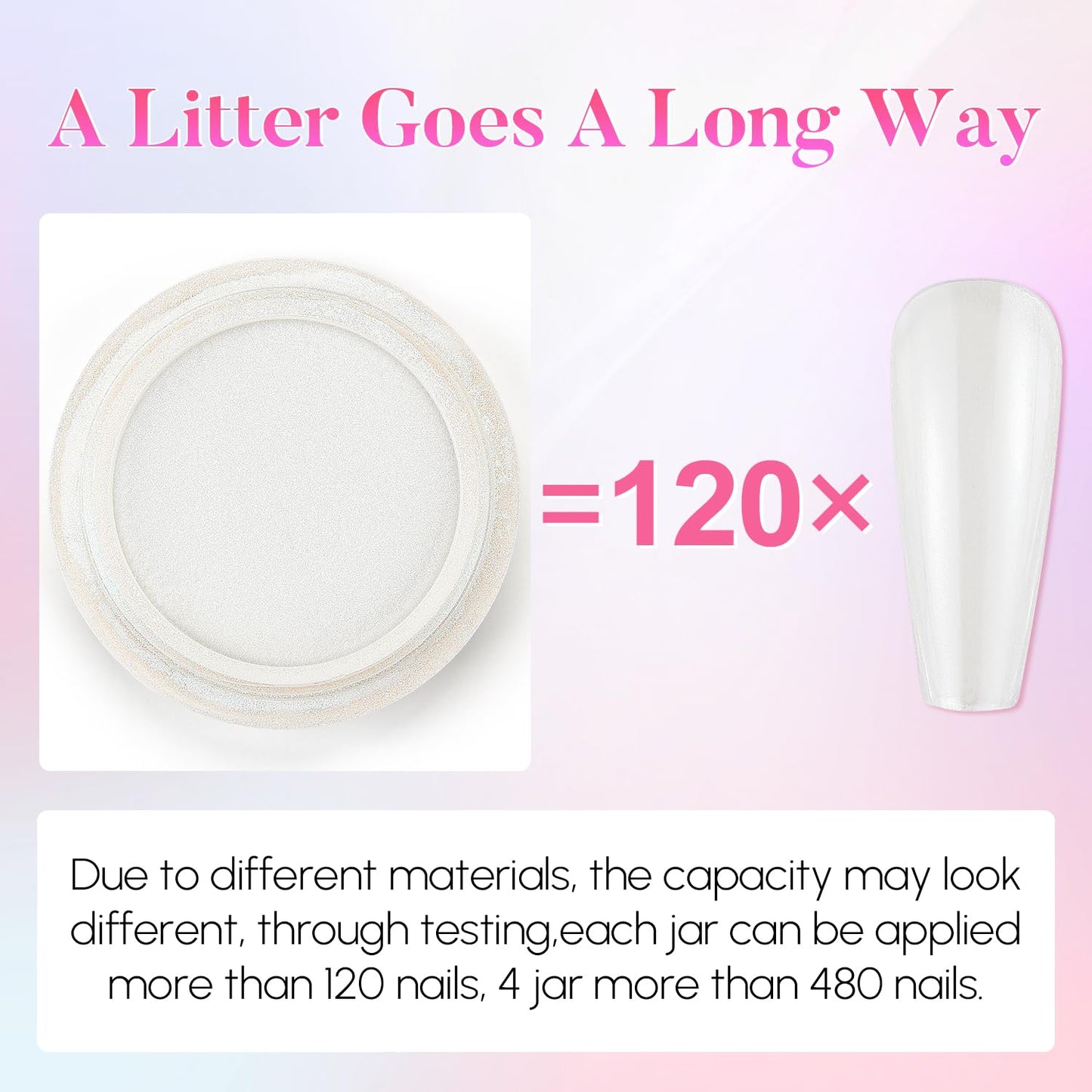 AIMEILI Pearl Chrome Nail Powder, Vegan, Cruelty Free, 4 Colors Aurora Metallic Holographic Mirror Effect Nail Art Pigment Iridescent Shell Glitter Nail Art