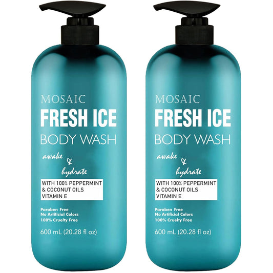 AnatoliaDaphne Fresh Ice Peppermint Body Wash and Shower Gel for MEN with Vitamin E for Jock Itch, Eczema, Ringworm, Body Odor, Body Wash Men with Added Body Oils, LARGE 20.2 FL Oz Bottle