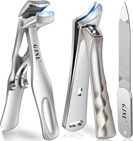 Toenail Clippers for Thick Toenails for Seniors, Angled Head Large Toe Nail Clippers for Thick Nails for Men, Heavy Duty Slanted Nail Clippers with Wide Jaw, Sliver