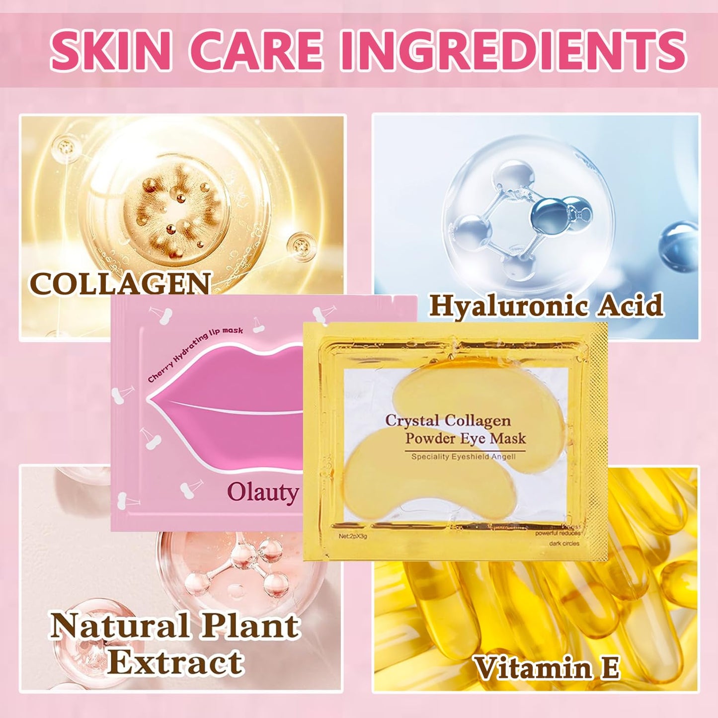 30 Pairs Lip Mask & Eye Mask,24K Gold Gel Under Eye Patches for Puffy Eyes&Dark Circles,Effectively Nourishes the Lip & Eye Skin,Reduce Fine Lines,Bachelorette Party Favors,Bulk Gifts for Women