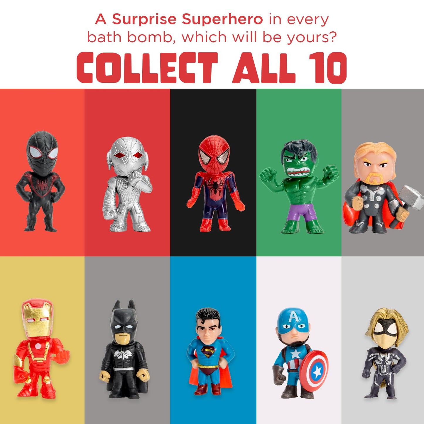 Superhero Bath Bombs for Kids & Boys with Surprise Hero Toys Inside (1 Pack) - Large Bubble Bomb for Boys & Girls - Gift for Children & Boo Basket Stuffer for Boys, USA Made by Two Sisters