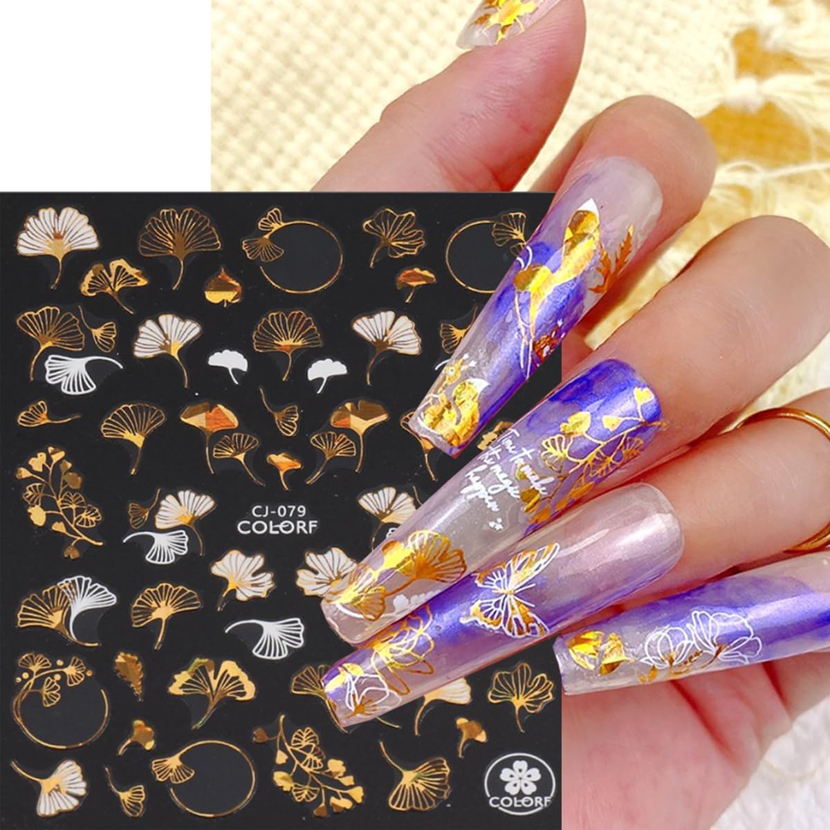 9 Sheets Autumn Nail Stickers Maple Leaf Nail Decals 3D Self Adhesive Nail Art Stickers Bronzing Laser Gold Alphabet Design Fall Thanksgiving Sticker for Nail for Women Manicure Supplies