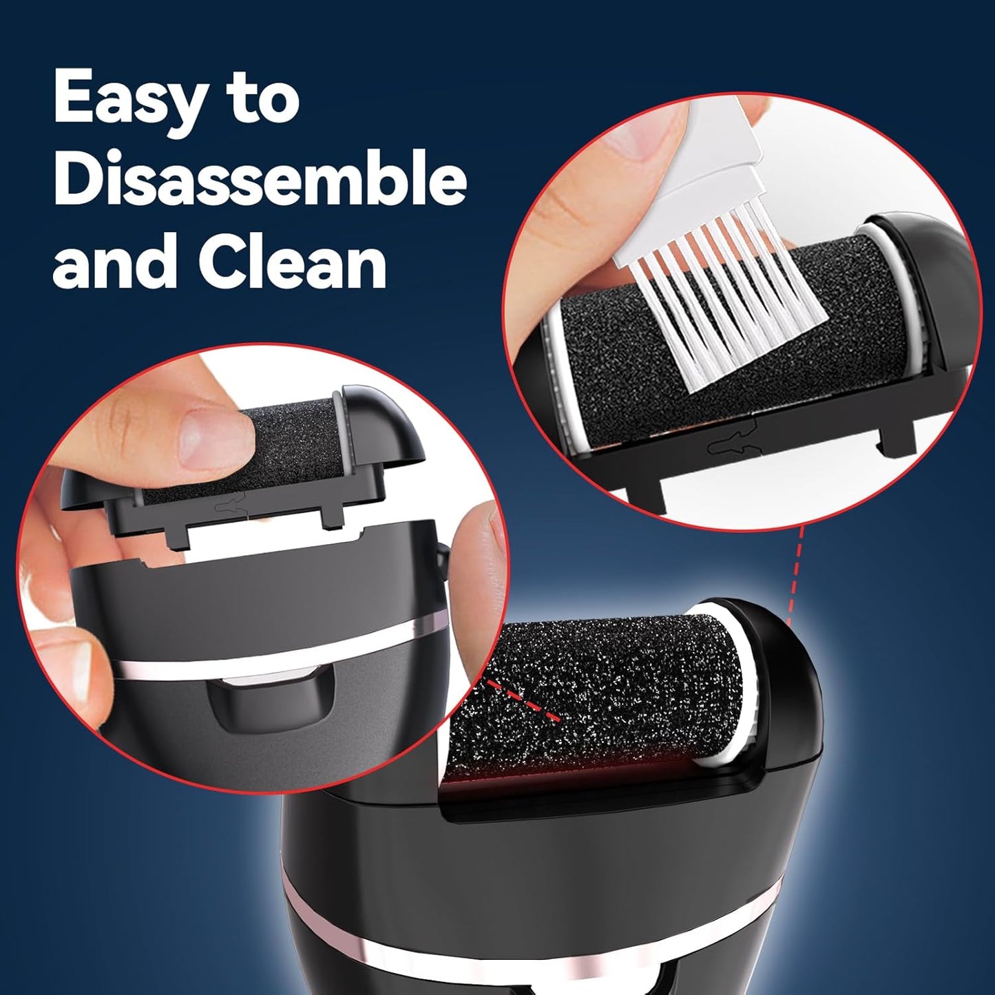 Electric Callus Remover for Feet with 3 Roller Heads 2 Speed Rechargeable Waterproof Foot File Perfect for Dead Hard Cracked Dry Skin