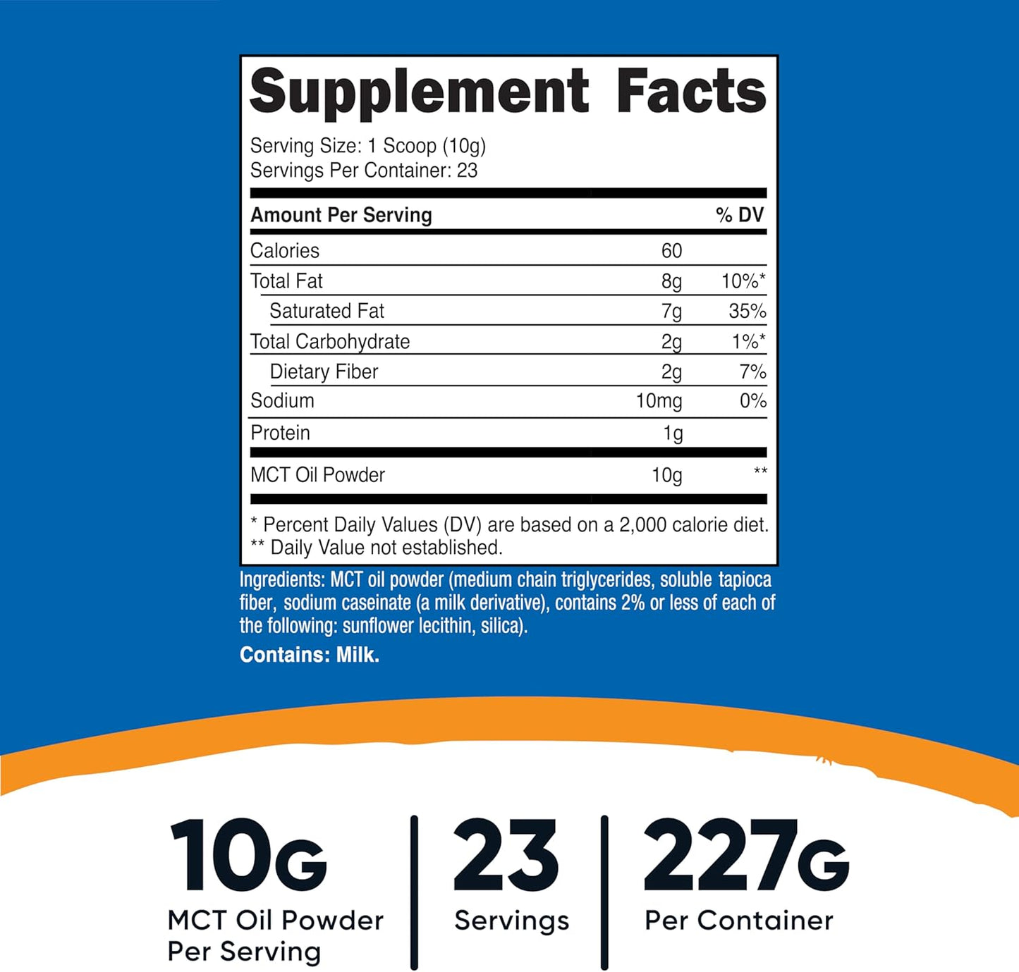 Nutricost Premium MCT Oil Powder .5LBS - Best For Keto, Ketosis, and Ketogenic Diets - Zero Net Carbs, Non-GMO and Gluten Free