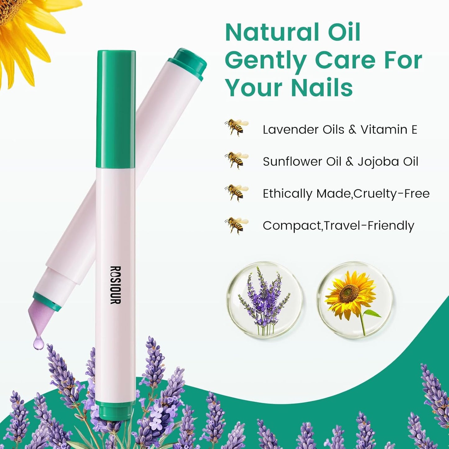 Ceramic Cuticle Oil Pusher Pen: 3-in-1 Nail Cuticle Buffer Pens with Cuticle Nipper for Hangnails, Dry & Damaged Nails, Moisturize Strengthen Brighten Nails Care
