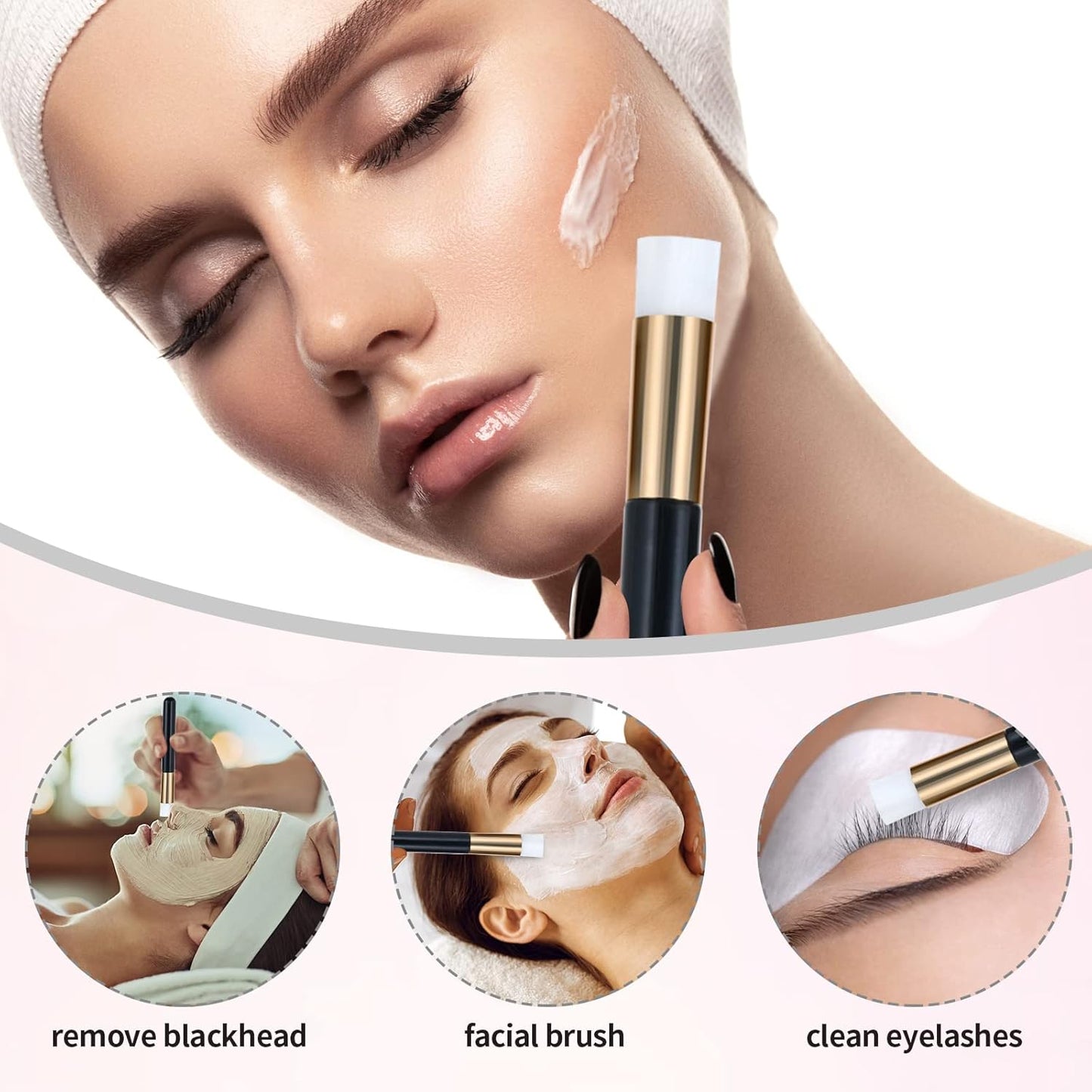 50 Pcs Lash Shampoo Bottle Brushes Set 10 Empty Foam Pump Dispensers 10 Label Stickers 10 Mascara Wands and Tubes 10 Cleansing Brush 10 Bag for Eyelash Extensions Aftercare(Black)