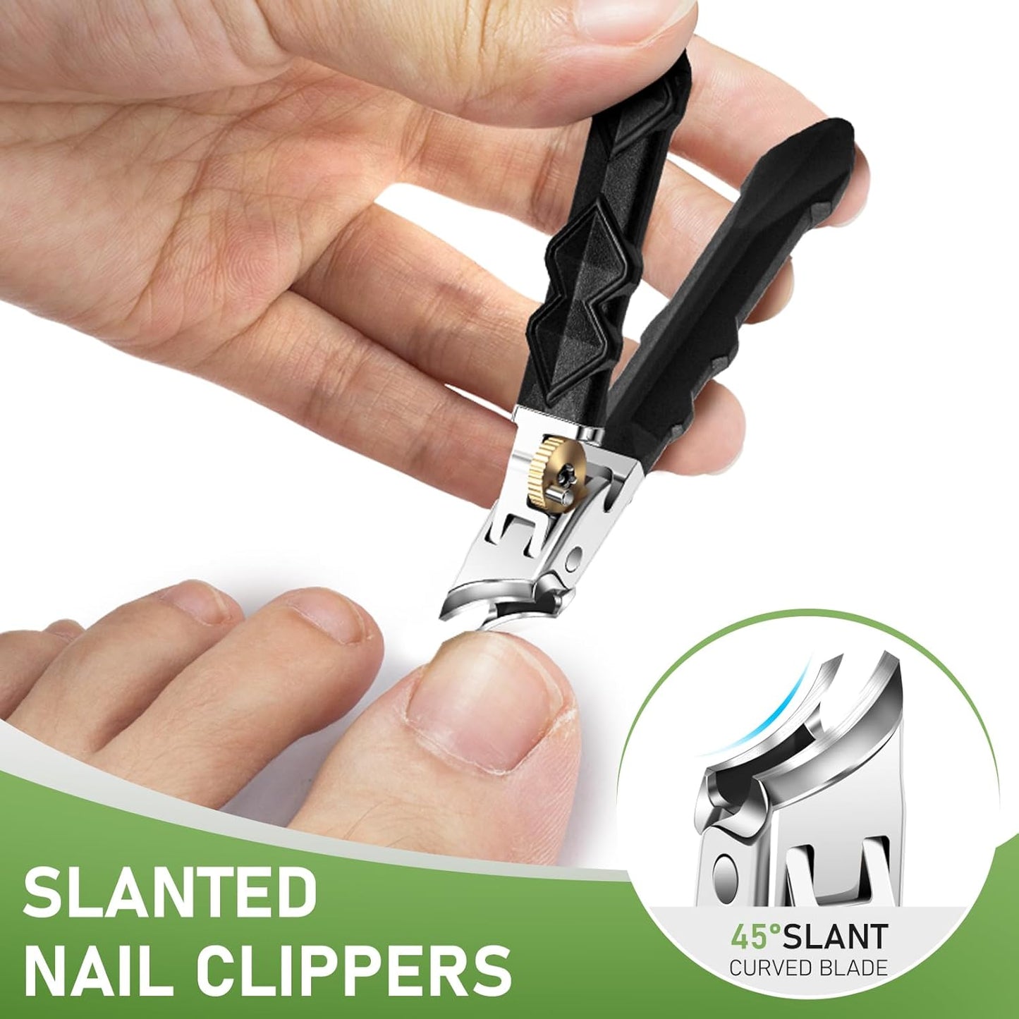 Toenail Clippers for Thick Toenails, Wide Jaw Opening Nail Clippers for Men, Heavy Duty Ingrown Toenail Clippers Nail Cutters, Ultra Sharp Slanted Nail Clippers with Long Handle