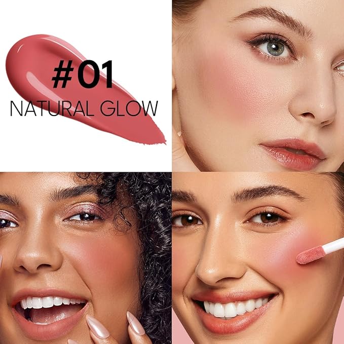 Liquid Cream Blush Stick Makeup for Cheeks | Build-in Brush - Application & Blending in One #L001