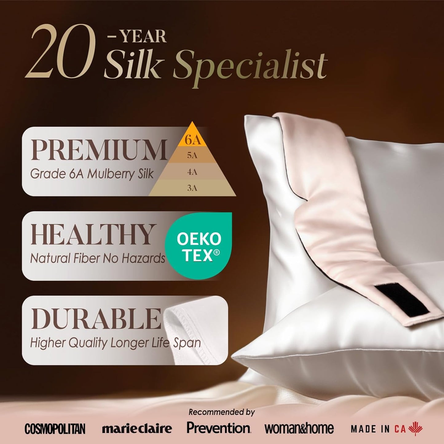 LULUSILK Reversible Mulberry Silk Sleep Mask for Women and Men, Adjustable Real Silk Eye Mask for Sleeping, Grey and Black, Pack of 1