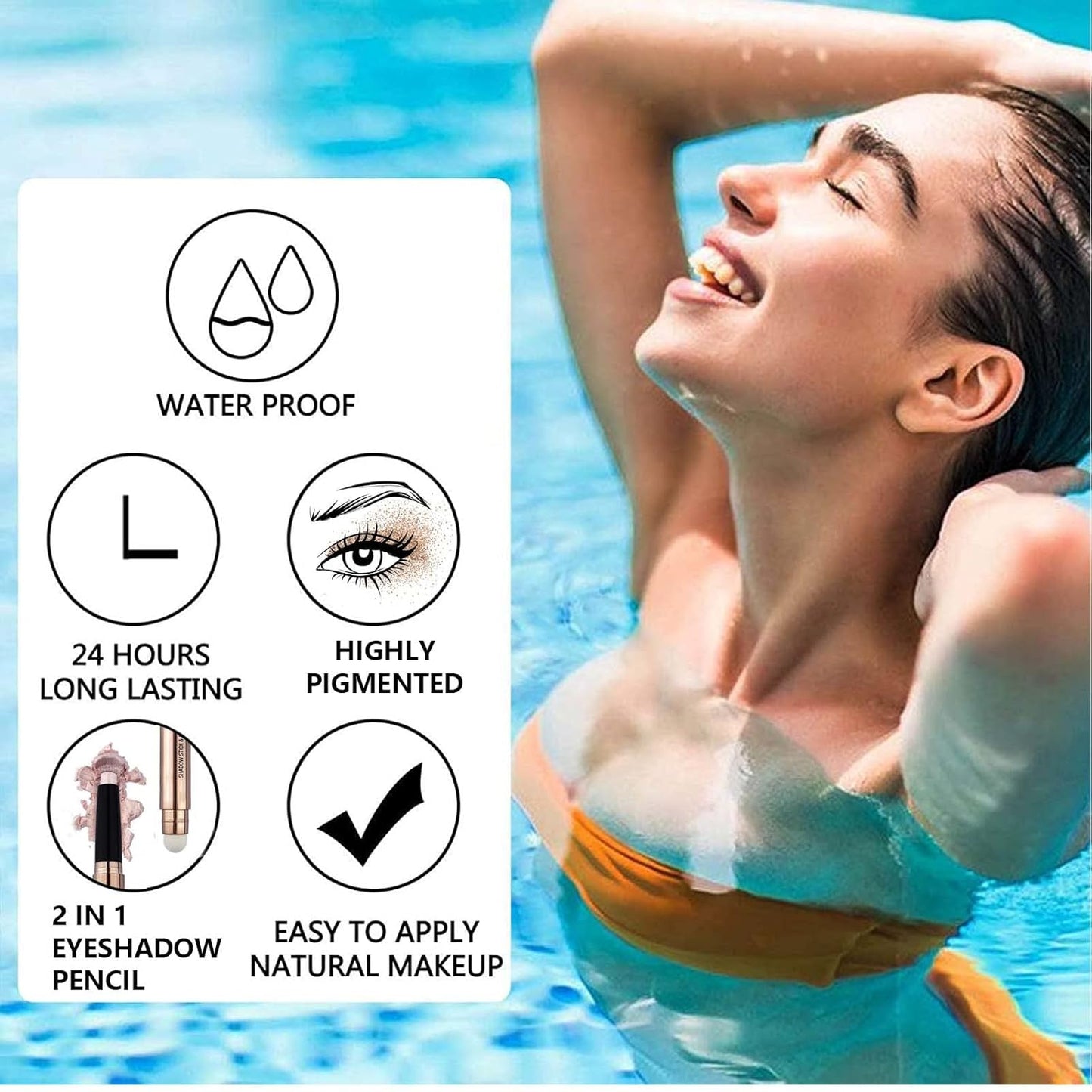 Black Eyeshadow Stick, Cream Smooth Shimmer Single Eyeshadow Pencil, Hypoallergenic Waterproof Long Lasting Eye Shadow Highlighter Stick, Blue Eye Primer Liquid eyeshadow Eye Liner(Black Shimmer #12)