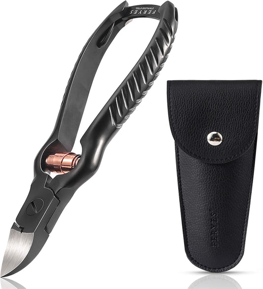 FERYES Precision Toenail Clippers for Thick or Ingrown Toenails - Secure and Stylish Design Thick Nail Clipper - W/Leather Case