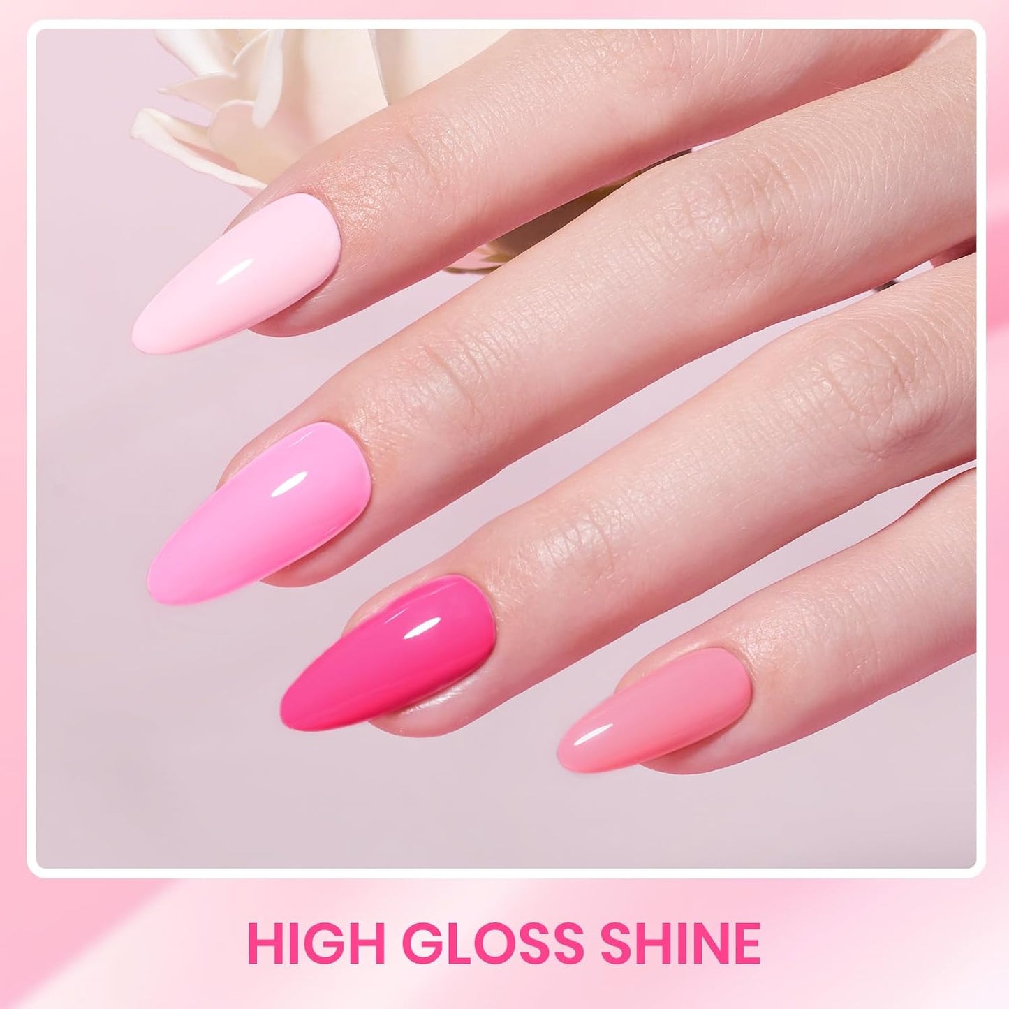 Beetles Gel Nail Polish Set - Pink Melody 6 Colors Gel Polish Kit, Nude Light Baby Hot Pink Colors, Soak off UV LED Lamp Nail Art Manicure DIY Home Gifts for Women