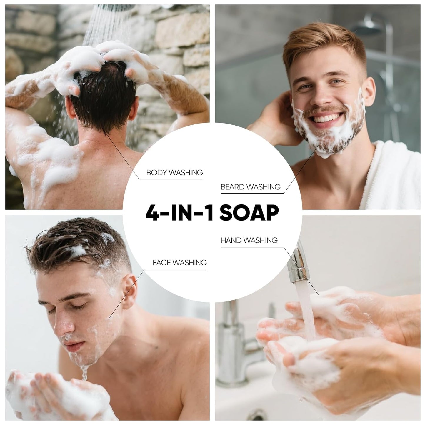 Rinse & Robust Mens Pine Tar Soap Bar Set, 4 Pack Natural Handmade Cleansing Bar Soap for Men, Exfoliating & Moisturizing Bath Soap with Pine Tar & Shea Butter | 5.3 oz of 4 Bars