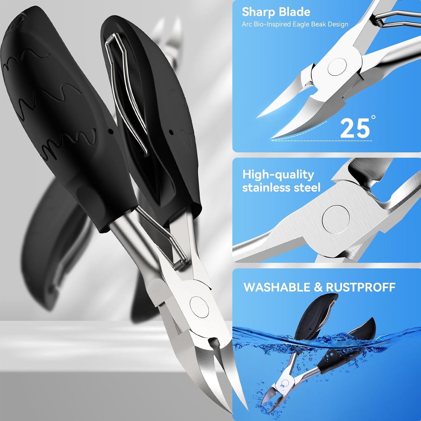 Toe Nail Clippers for Thick Nails for Seniors,Heavy Duty Toenail Clippers for Thick Ingrown Toenails,Professional Fingernail Clippers Set for Men Women,Pedicure Tools for Feet and Manicure Scissor Kit